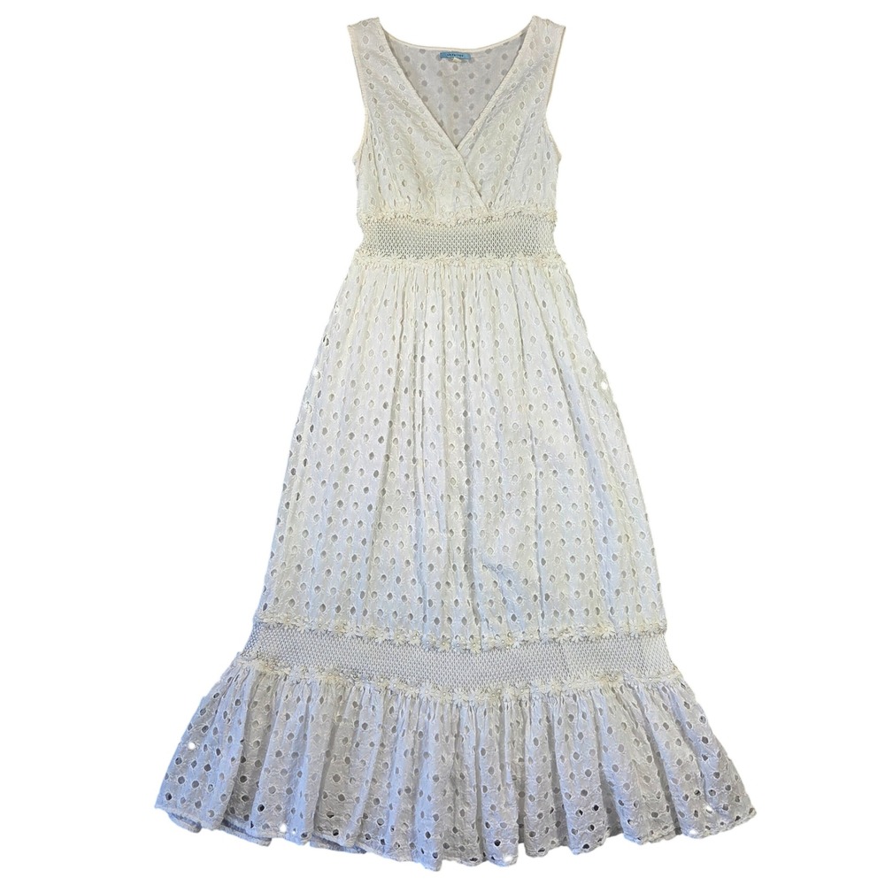Leifnotes Anthropologie White Eyelet Cotton Maxi Dress Crochet 4 Boho Western